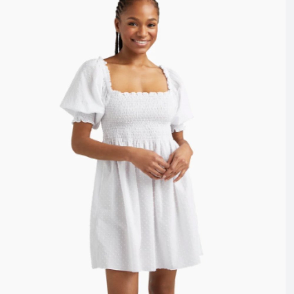 Hill House The Athena Nap Dress White Swiss Dot